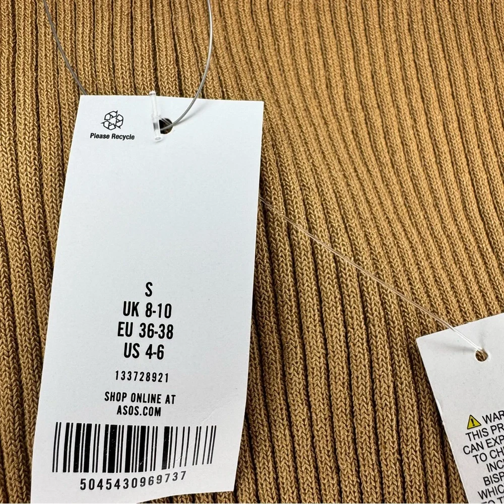 NWT Topshop Tan Ribbed Midi Pencil Skirt with Side Slit Sz4/6 Career Comfy